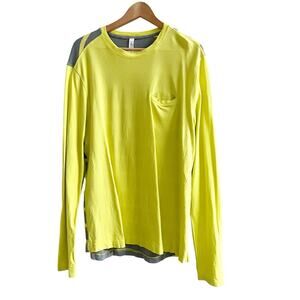 Lululemon In Your Element Long Sleeve Mens Athletic Tee Yellow Grey Size XL Top